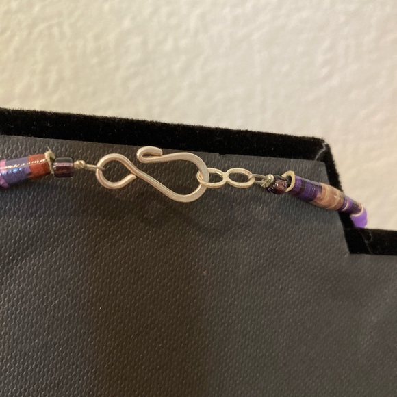 Stone Necklace. Amethyst, glass, seed and tube beads. Fish Hook clasp. - Picture 14 of 16